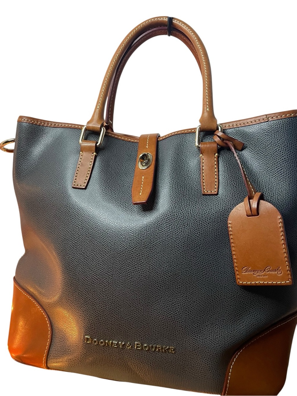 Dooney & Bourke Black and Tan Leather Trim Tote And Pouch NWOT - Picture 1 of 15